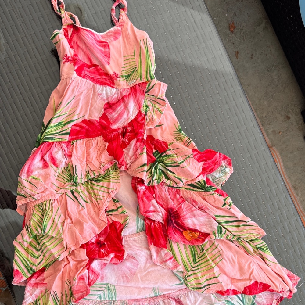 Floral Pink and Red Kids Dress